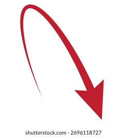 Round curved rotation thin red arrow.