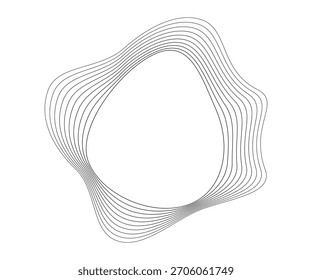 Ondas sonoras curvas redondas con franjas onduladas dinámicas. Círculos ondulados negros sobre un fondo blanco. Elemento de diseño. Ilustración vectorial