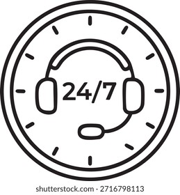 Round Customer Support Headset Icon Vector 