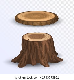 Round cut log and stump