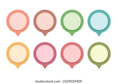 Round cute bullets and numbering point in set soft pastel colors collection vector infographic element for presentation education ui application web design interface isolated on white background