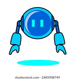 robot lindo redondo que Señalar o vuela, robot inteligente moderno está listo para servirle, diseño de Vector robot