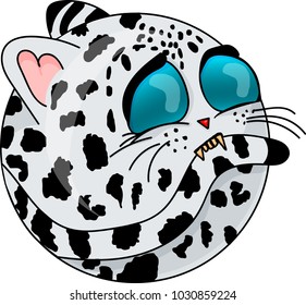 Round cute snow leopard