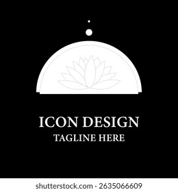 Round D Geometric shape half sunburst logo design