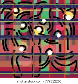 round dance of abstract people with different geometric variants