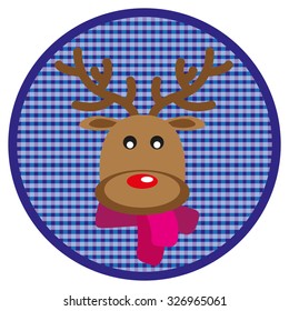 Round dark blue Button moose on white background