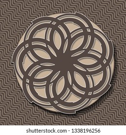 Round decor on a textured background. Vector illustration