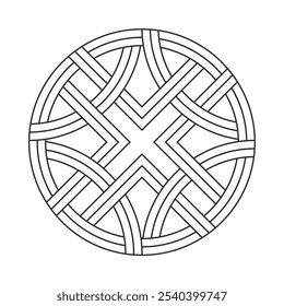 Round decor vector line art. Decorative element vector illustration.