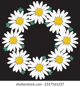 Round decoration with flowers. Vector art illustration