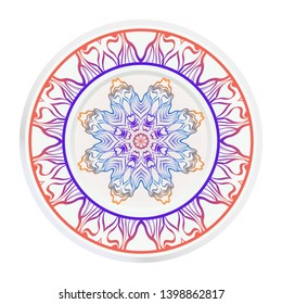 Round decoration frame and mandala ornament. vector illustration.