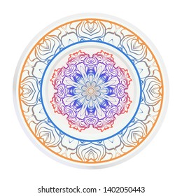Round decoration frame and mandala ornament. vector illustration.