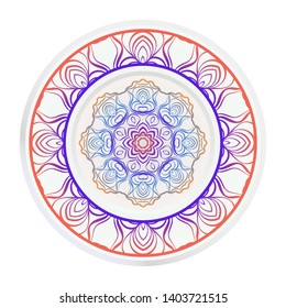 Round decoration frame and mandala ornament. vector illustration.