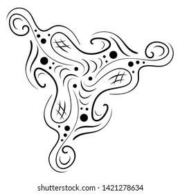 Round decorative element. Ethnic design. Vector ethnic background. Sketch. Handmade.