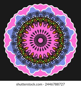 Round decorative element with a simple pattern. Version No. 5. Vector illustration