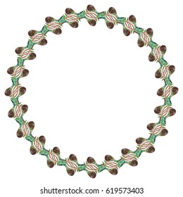 Round decorative frame with abstract pattern. Vector clip art.