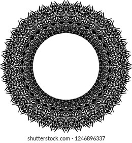 Round decorative frame black on white for interior, mirror, picture. Rosette for guitar. Circular vector pattern. Ornament in ethnic oriental style. Design element
