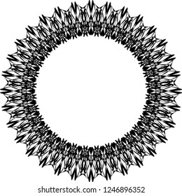 Round decorative frame black on white for interior, mirror, picture. Rosette for guitar. Circular vector pattern. Ornament in ethnic oriental style. Design element