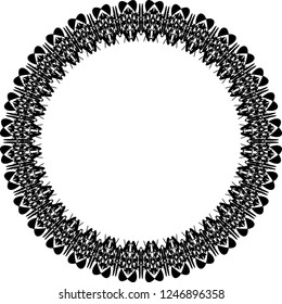 Round decorative frame black on white for interior, mirror, picture. Rosette for guitar. Circular vector pattern. Ornament in ethnic oriental style. Design element