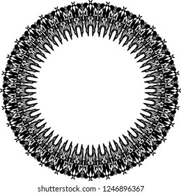 Round decorative frame black on white for interior, mirror, picture. Rosette for guitar. Circular vector pattern. Ornament in ethnic oriental style. Design element
