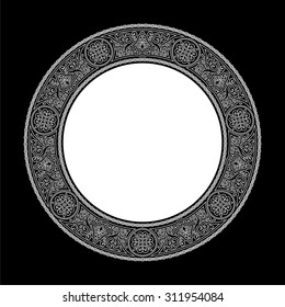 Round decorative frame design, vector