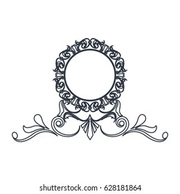 round decorative frame flourish calligraphy monochrome