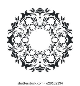 round decorative frame flourish calligraphy monochrome