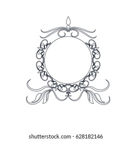 round decorative frame flourish calligraphy monochrome