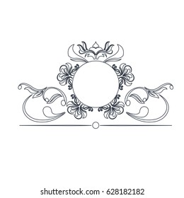 round decorative frame flourish calligraphy monochrome
