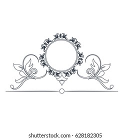 round decorative frame flourish calligraphy monochrome