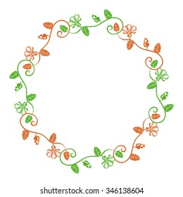 Round decorative frame with flowers