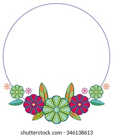 Round decorative frame with flowers