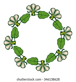 Round decorative frame with flowers