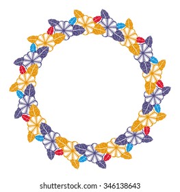 Round decorative frame with flowers