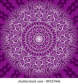 Round decorative gentle white and violet pattern (vector)