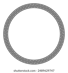 Round decorative Greek border ornament frame. Вecorative Greek pattern. Template for creating postcard, embroidery, sandblasting. Vector. 