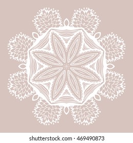 Round decorative ornament, color floral pattern, vector illustration, lace texture, can be used for fabric, wallpaper, tattoo or wrapping