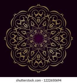 Round decorative ornament element. Mandala art
