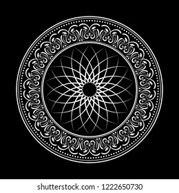 Round decorative ornament element. Mandala art