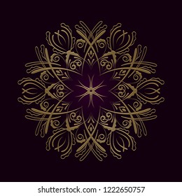 Round decorative ornament element. Mandala art