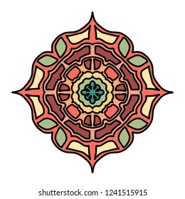 Round decorative ornament element. Mandala art.