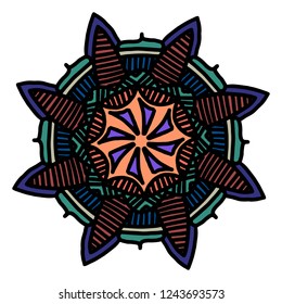 Round decorative ornament element. Mandala art.