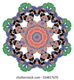 Round decorative ornament mandala. Anti-stress therapy patterns. Weave design element. Yoga logo, background for meditation poster. Unusual flower shape. Oriental vector