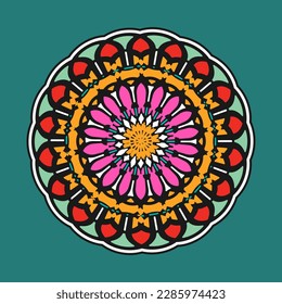 Panel decorativo redondo, plato, mandala con un adorno radial original. Ilustración del vector