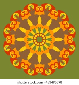 Round decorative pattern. Lace circle design template. Abstract colorful background. Mandala illustration