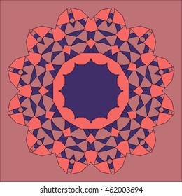 Round decorative pattern. Lace circle design template. Abstract geometric colorful background. Mandala illustration