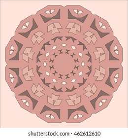 Round decorative pattern. Lace circle design template. Abstract geometric colorful background. Mandala illustration