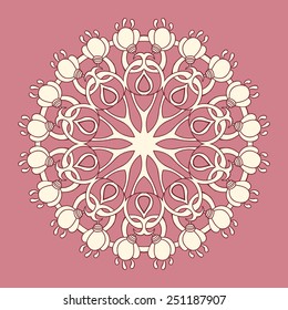 Round decorative pattern. Vintage colors.