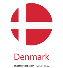 Round Denmark Flag Vector Icon Isolated, Denmark Flag Button