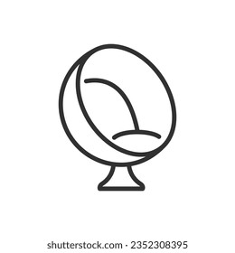 Round design chair, linear icon. Line with editable stroke