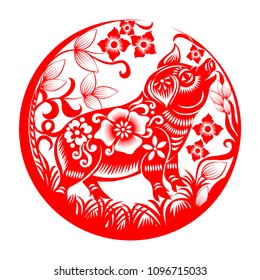 Round design with Chinese Zodiac Sign for Year of Pig